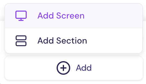 Screens Library tab with template screen selection