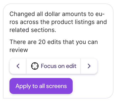 Purple border highlighting a focused edit