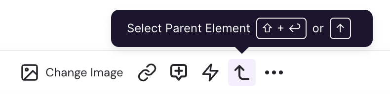 Select Parent Element tool shown active in the Walnut Editor