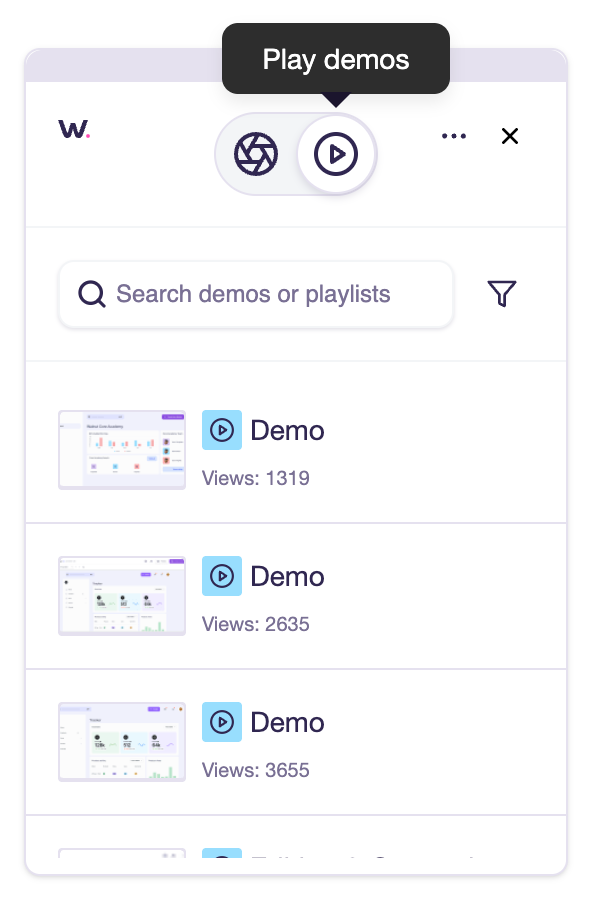 Play Demos toggle in Walnut Extension