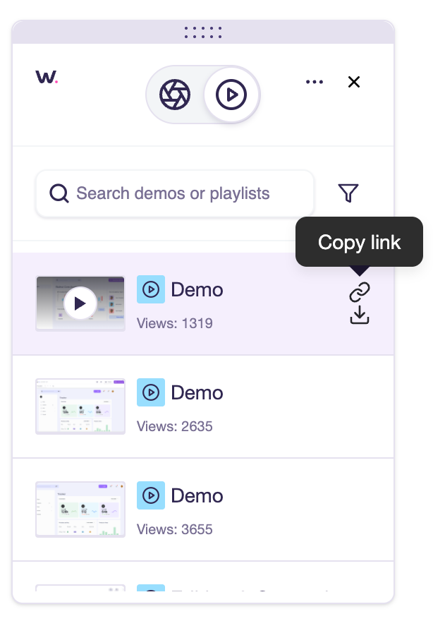 Demo open or share options