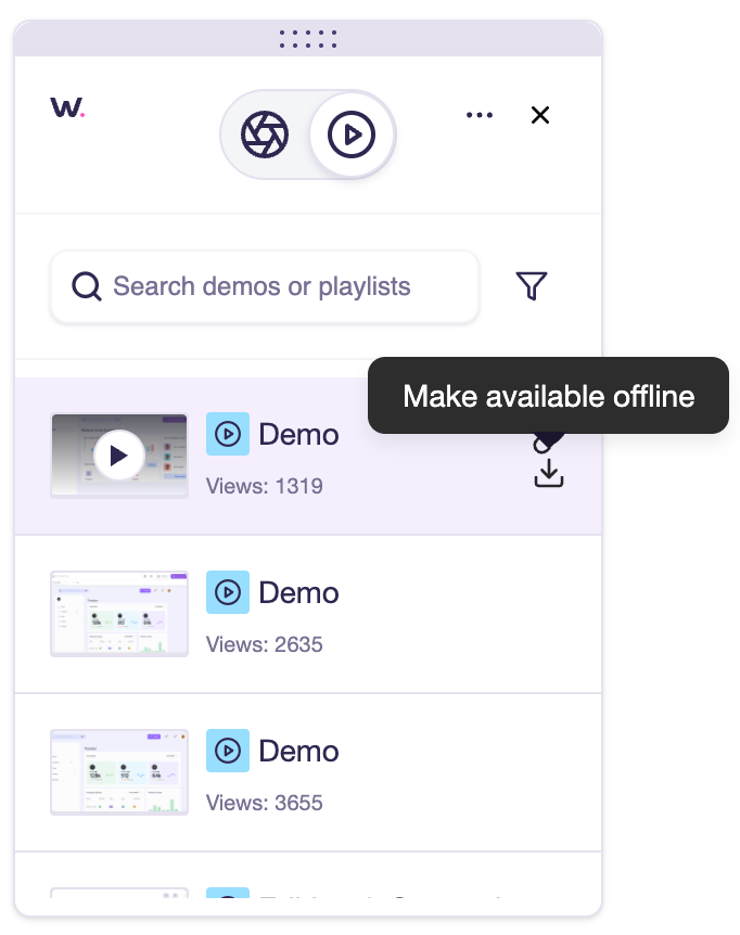 Offline Demo download option in Walnut Extension