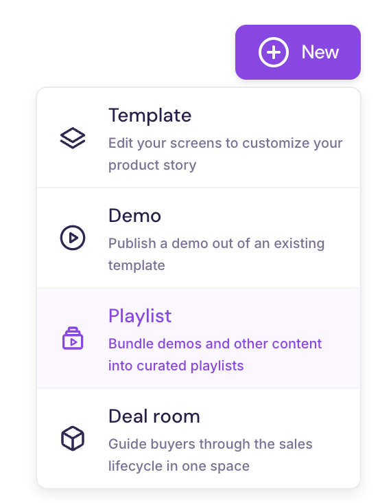 Dropdown showing Playlist selection during demo creation