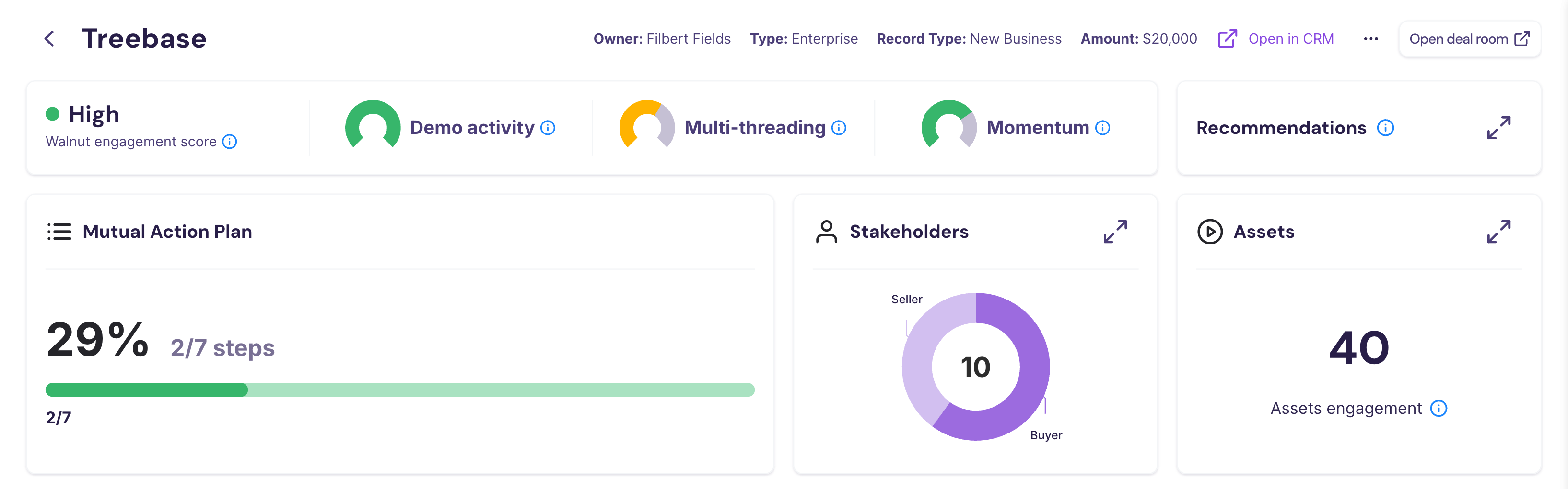 Deal View engagement summary