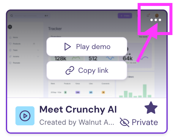 Screenshot showing Walnut Library demo menu