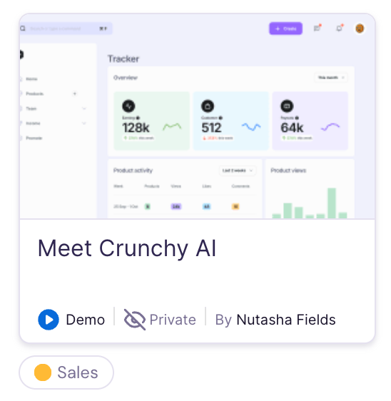 Example Walnut Library card showing a demo thumbnail, title, privacy status, owner, and tag.