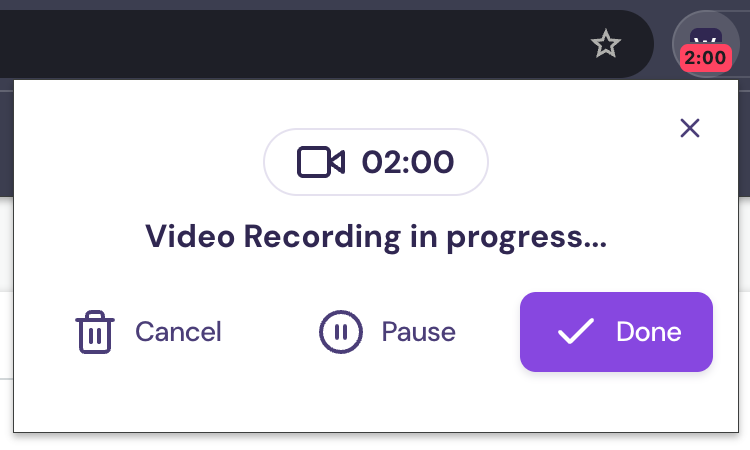 Recording in progress with timer and controls.