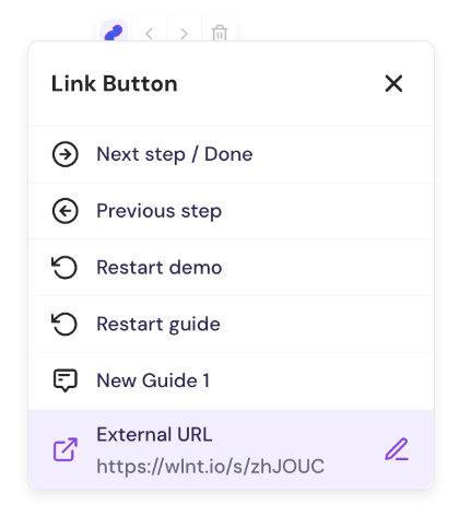 Walnut annotation button configuration for reopening the landing page in a new tab.