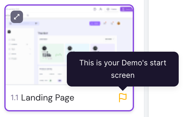 Walnut screen menu showing the option to set a screen as the start screen.
