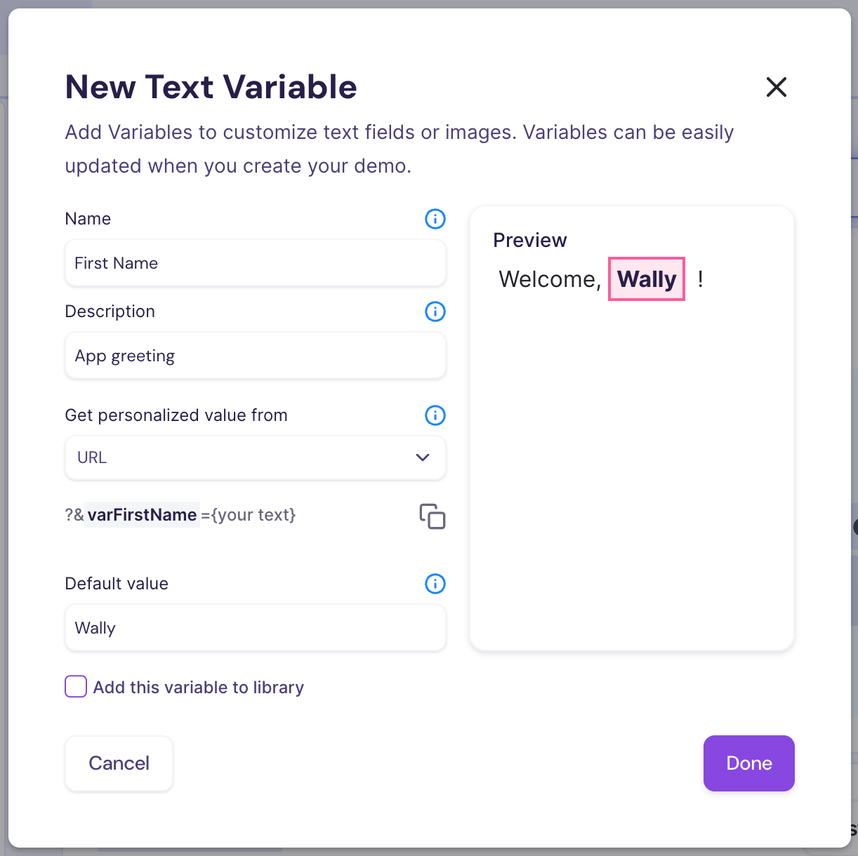 Screenshot 2025-05-05 at 7.47.34 AM showing URL as a variable source in Walnut.