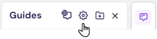 Screenshot showing the Guides pane settings access in Walnut.