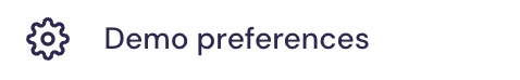 Demo dropdown menu with Demo Preferences option highlighted