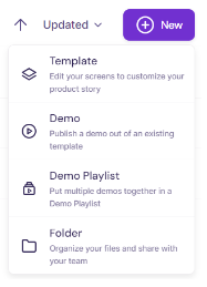 Screenshot showing how to create a new template from My Library in Walnut.