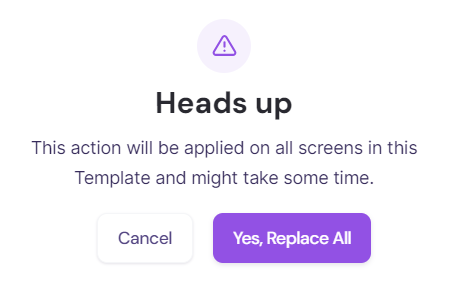 Screenshot showing the Replace All confirmation message in Walnut.