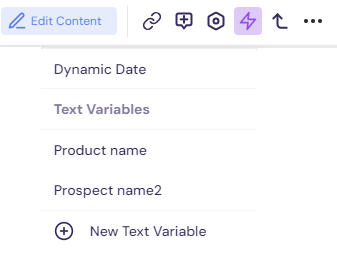 Screenshot showing the Variables icon in the Walnut editor toolbar.