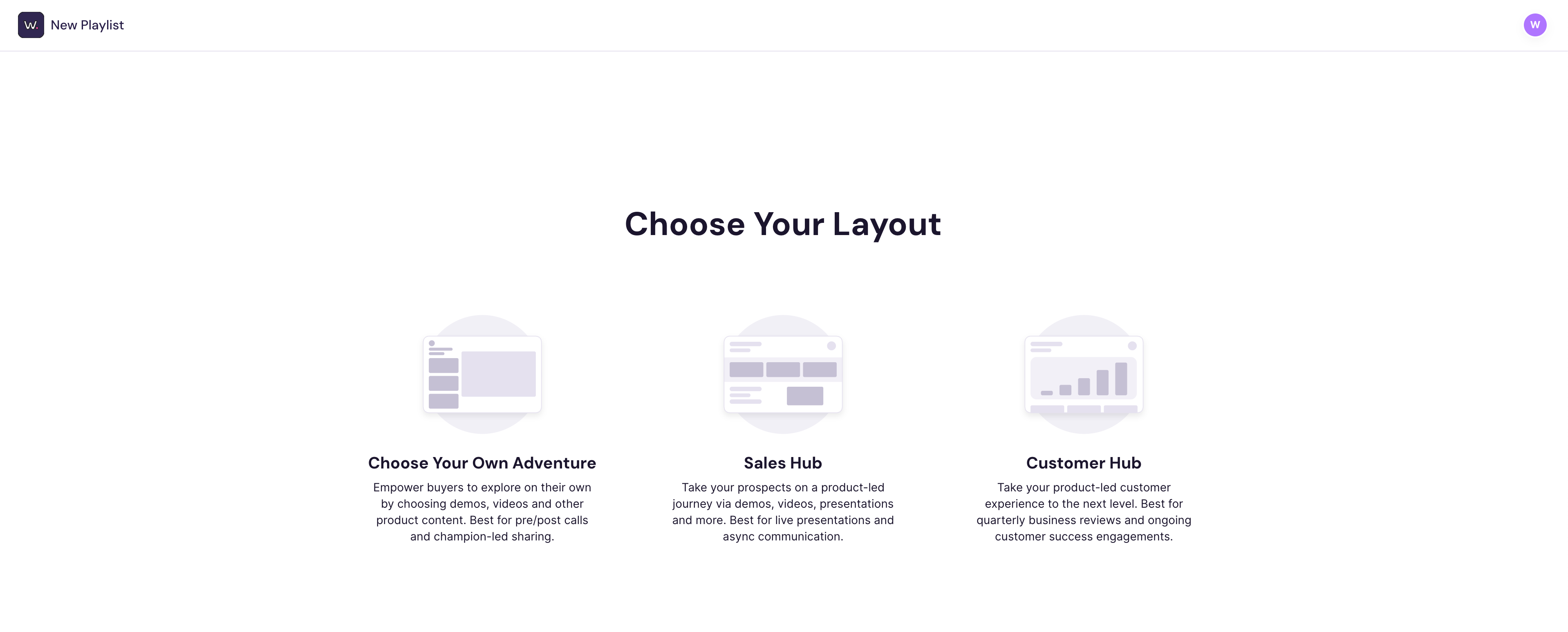 Step 2: Select Sales Hub or Customer Hub layout options for the playlist