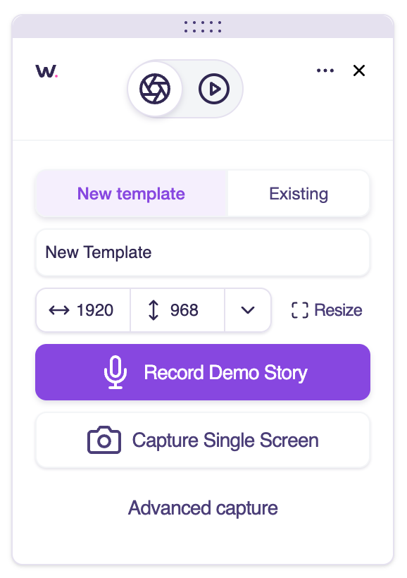 Walnut Chrome extension in capture screens mode