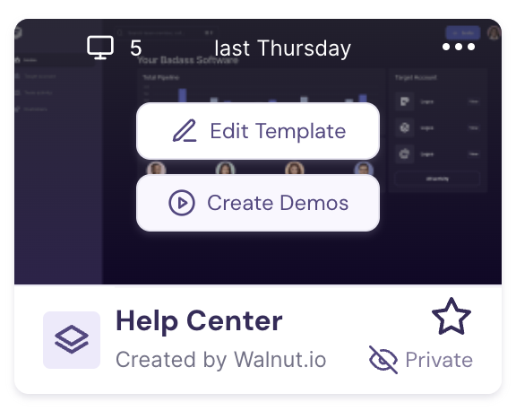 Screenshot showing the Create Demos option from the Walnut templates homepage.