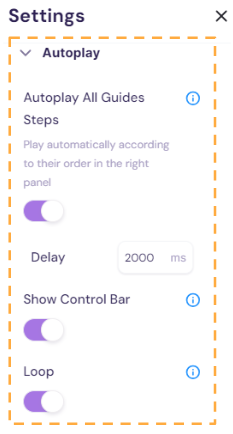 Autoplay section in Walnut guide settings