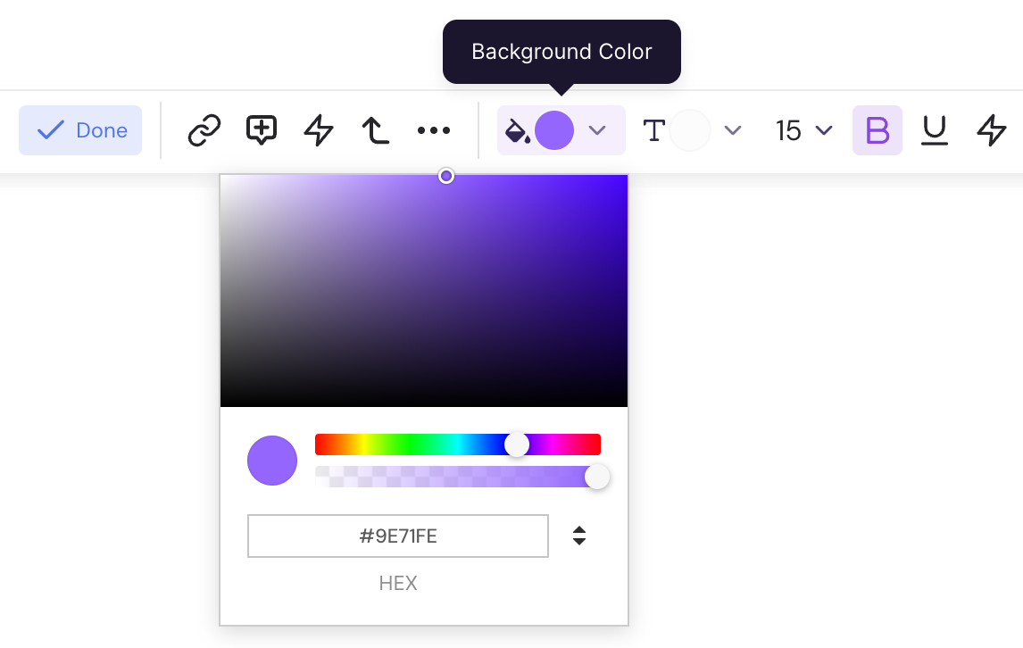 Color picker panel with background color options