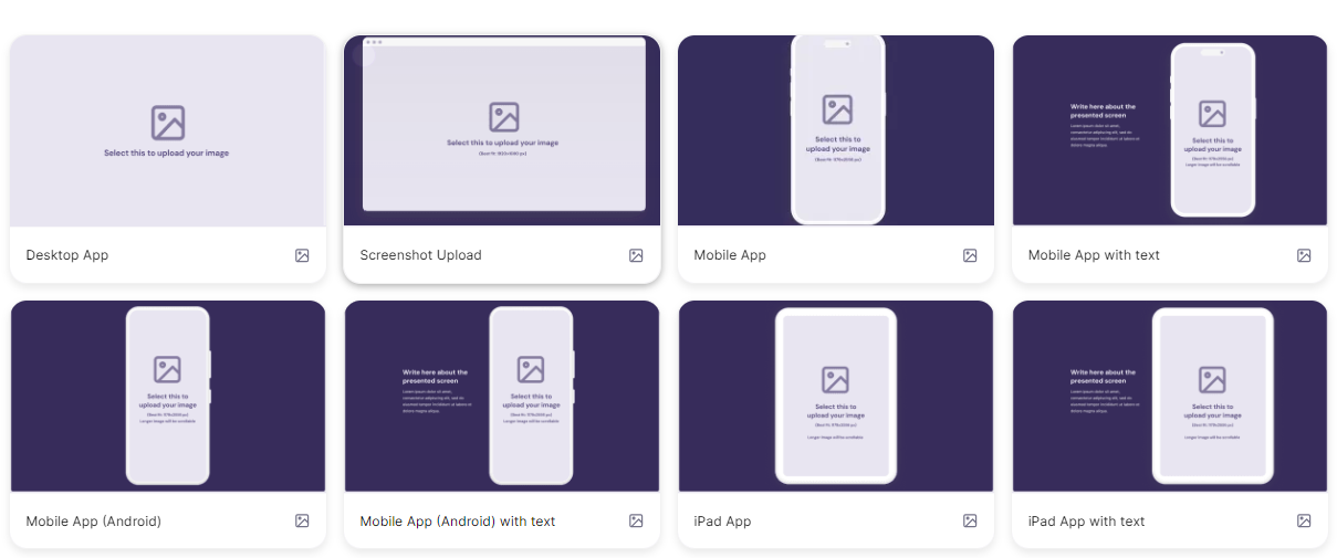 Screenshot showing available Walnut mockup options.