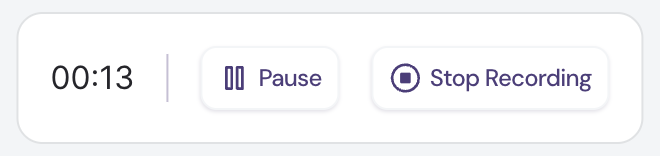 Recording toolbar showing Pause and Stop buttons during video overlay capture