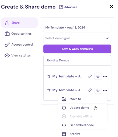 Update demo option in Walnut
