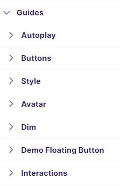 Guide settings menu in Walnut