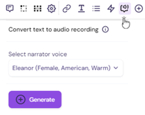 Text to Speech voice generation popup in Walnut