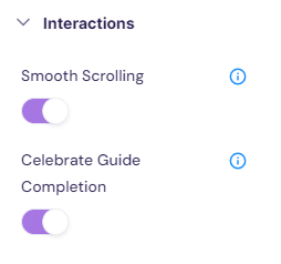 Guide interaction settings in Walnut