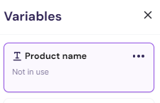 Screenshot showing a variable listed as not yet in use in Walnut.