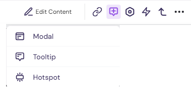 Guide type selection menu showing Modal option