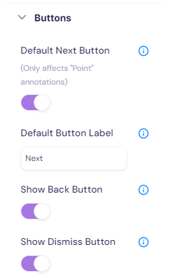 Buttons settings in Walnut guides