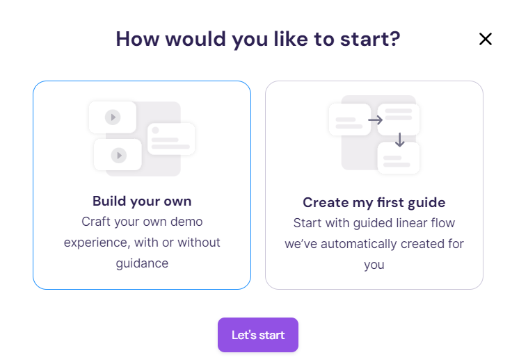 Screenshot showing the guide creation prompt after importing screens into a template.