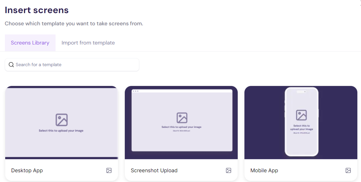 Screenshot showing the Screens Library in Walnut.
