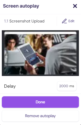 Autoplay screen option from Walnut screen menu